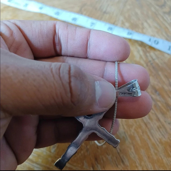 Sterling Silver 925 Mexico Cross Pendant Necklace Heavy - Picture 7 of 9